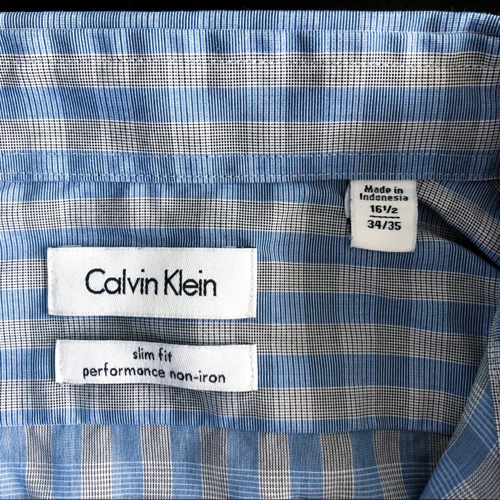 Calvin Klein Blue Plaid Dress Shirt